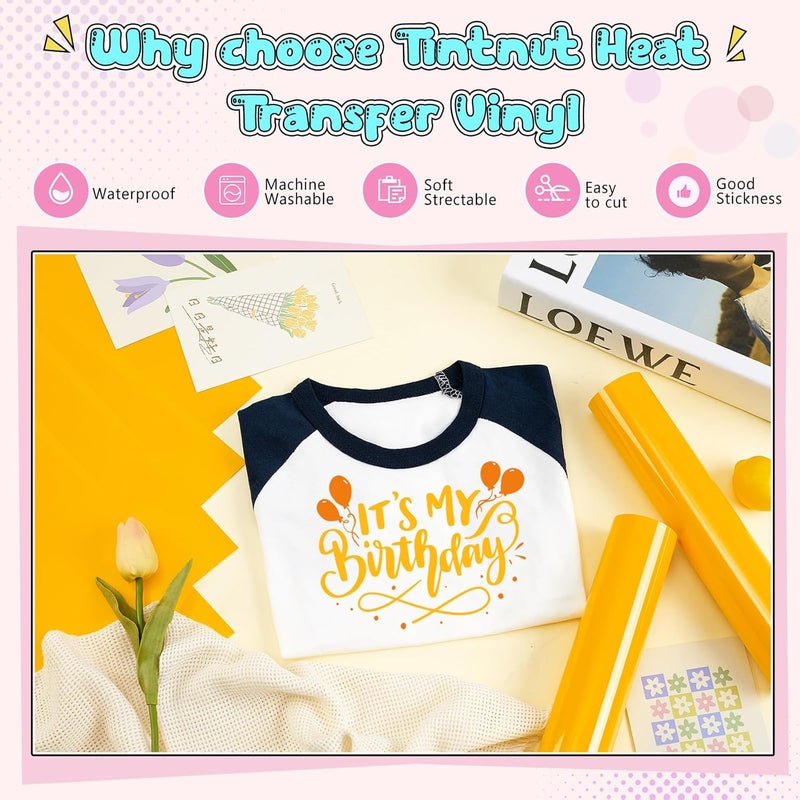 Tintnut Gold Color Heat Transfer Vinyl -6 Sheets 12"x10" Bright Color Iron on Vinyl for T-Shirts Clothing Bags HTV Vinyl for All Cutting Machine - Image 3